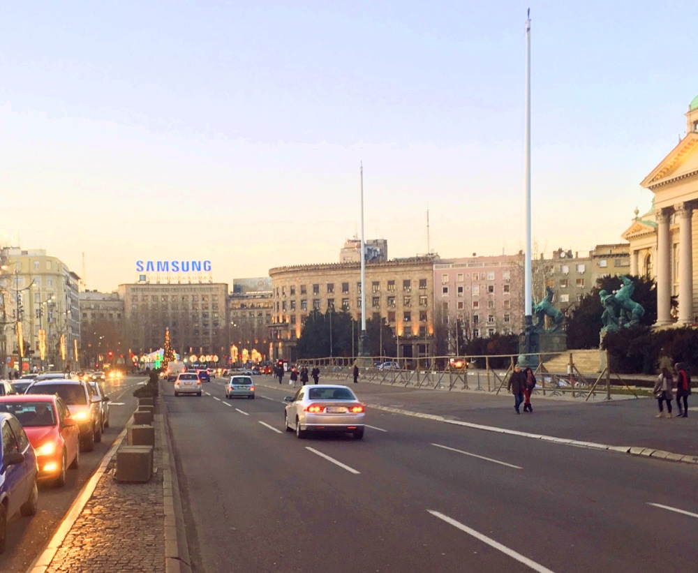 Nikola Pašić square at sunset