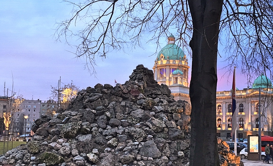 A view on the National Assembly of Serbia from Pioneers' park