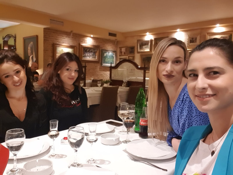 Ivana and her friends out in a restaurant