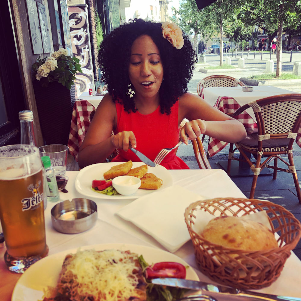 Trek Star Sam eating some nice Serbian food