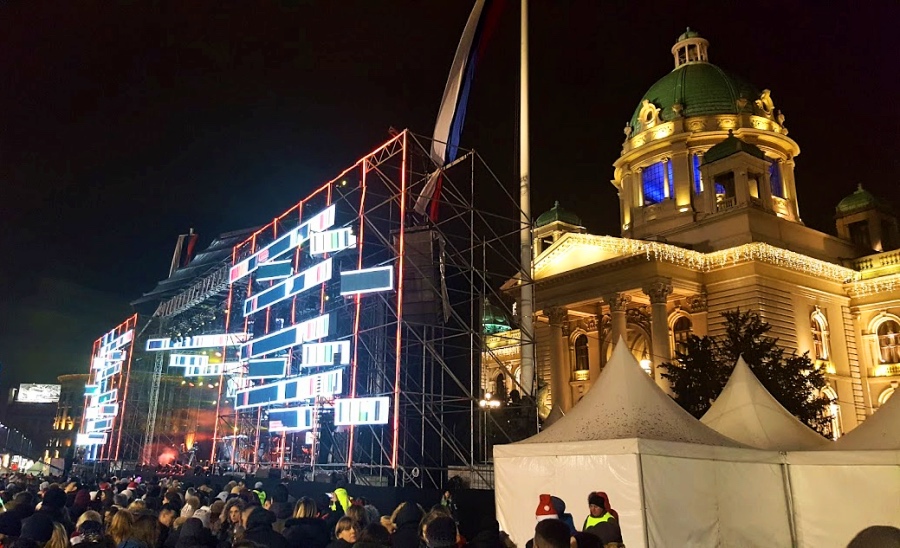 New Year's concert stage in front of the National Assembly of Serbia